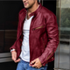 Men's aviator jacket with stand collar, zip pockets and long sleeves
