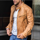 Men's aviator jacket with stand collar, zip pockets and long sleeves