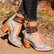 Women's ankle strap pumps with buckles and block heels