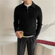 Ribbed collared sweater with short front zip