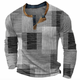 Men's long-sleeve geometric patchwork sweater with button placket