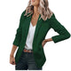 Women's open-front blazer with notched lapels and long sleeves