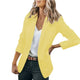 Women's open-front blazer with notched lapels and long sleeves