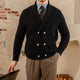 Men's textured knit cardigan with shawl collar and button front