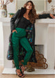 Women's black long coat with faux-fur collar and hem