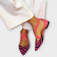 Women's pointed heels with cross straps and zebra pattern