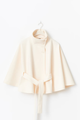 Women's belted cape jacket with high collar and wide sleeves