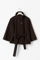 Women's belted cape jacket with high collar and wide sleeves