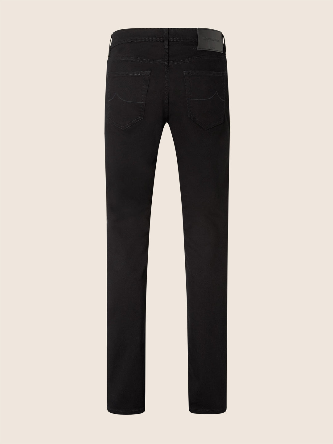 Men's black slim five-pocket jeans with button and zip fly