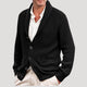 Men's ribbed knit cardigan with shawl collar, button front and front pockets