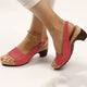 Iris | Women's Peep Toe Slingback Block Heel Sandals Buckle