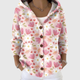 Women's pink floral hooded cardigan with buttons and front pockets