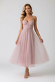 Women's tulle corset dress with sweetheart neckline and layered A-line skirt