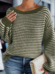 Women's striped knit sweater with crew neckline and long sleeves