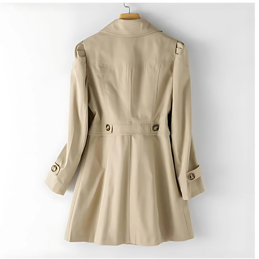 Women's double-breasted trench coat with flap pockets