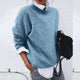 Women's knit cardigan with asymmetric button front and long sleeves