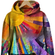 Women's multicoloured abstract printed hoodie with hood and cropped raw hem