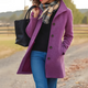 Classic Button-Front Coat in Pink - View 3 | Bellmere