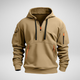Men's hooded long-sleeve hoodie with quarter-zip neck and utility pockets