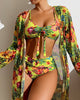 Tropical Print Bikini Set with Cover-Up Swimwear Sale in Green (Almost Sold Out) - View 5 | Bellmere