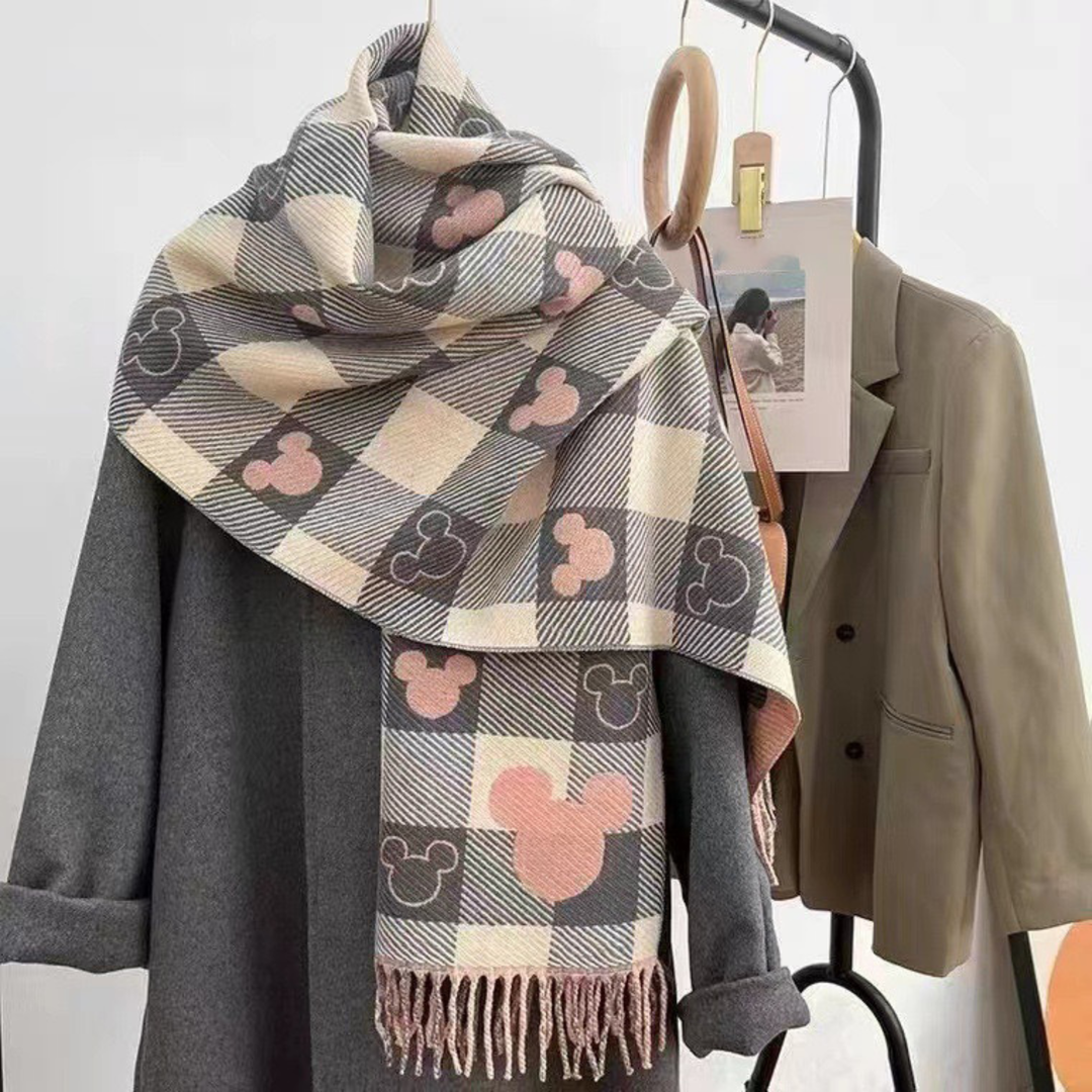 Plaid Tassel Scarf in Mickey Gray | Bellmere
