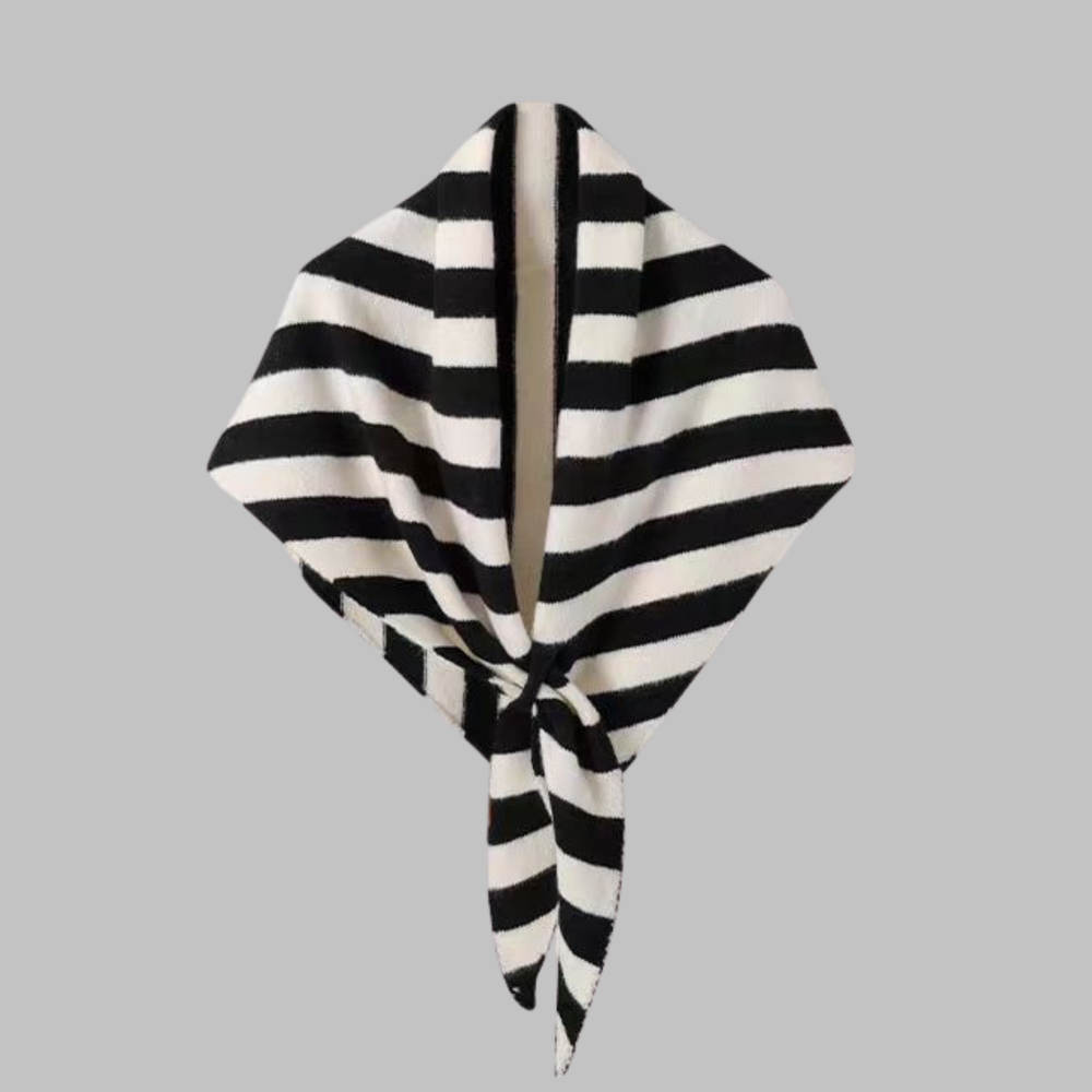 Women's Soft Triangle Shawl in Red Striped - View 2 | Bellmere