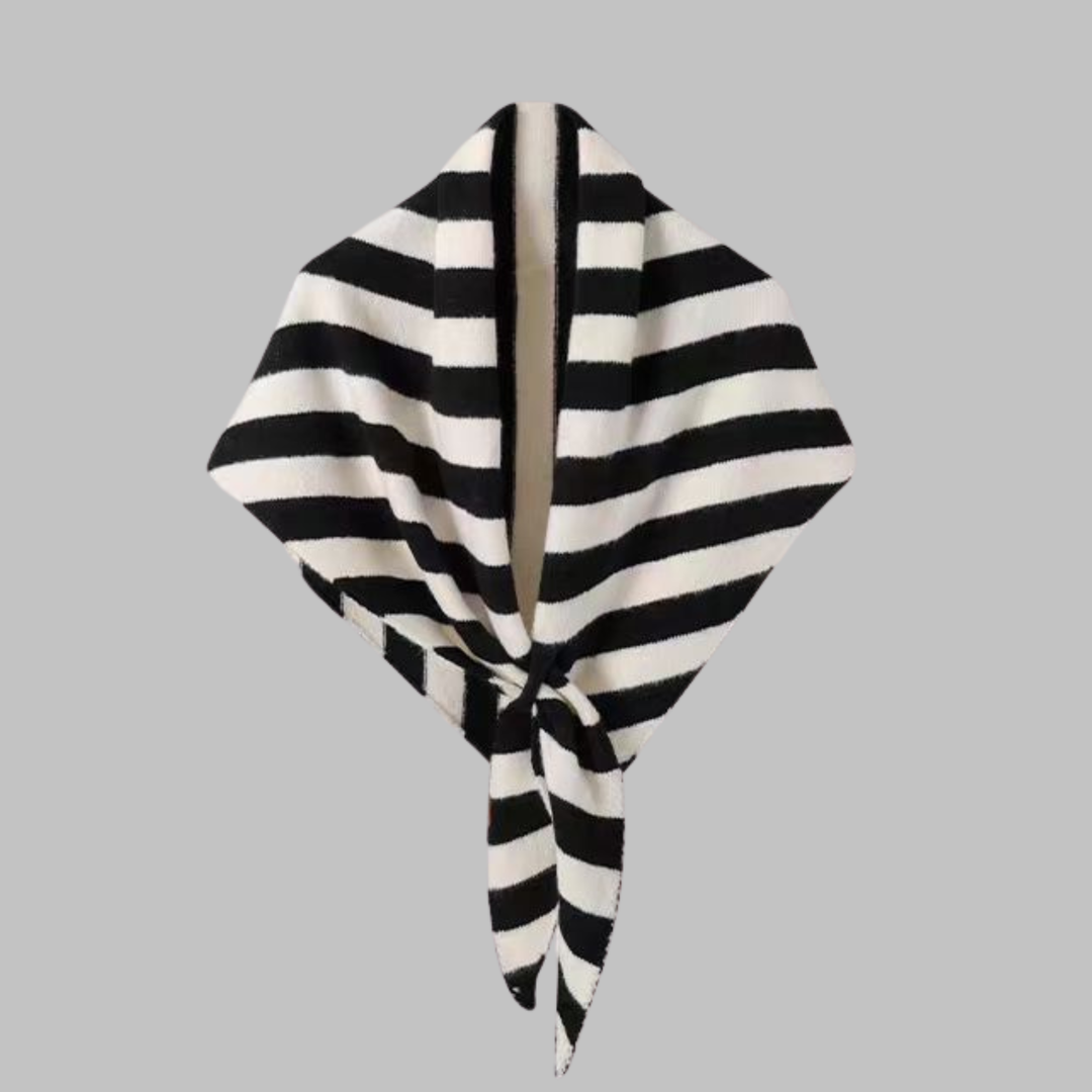 Women's Soft Triangle Shawl in Red Striped - View 2 | Bellmere