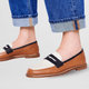 Women's colorblock slip-on loafers with contrasting strap detail