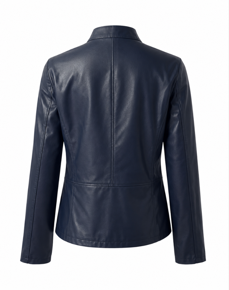 Women's fitted jacket with stand collar and front zipper