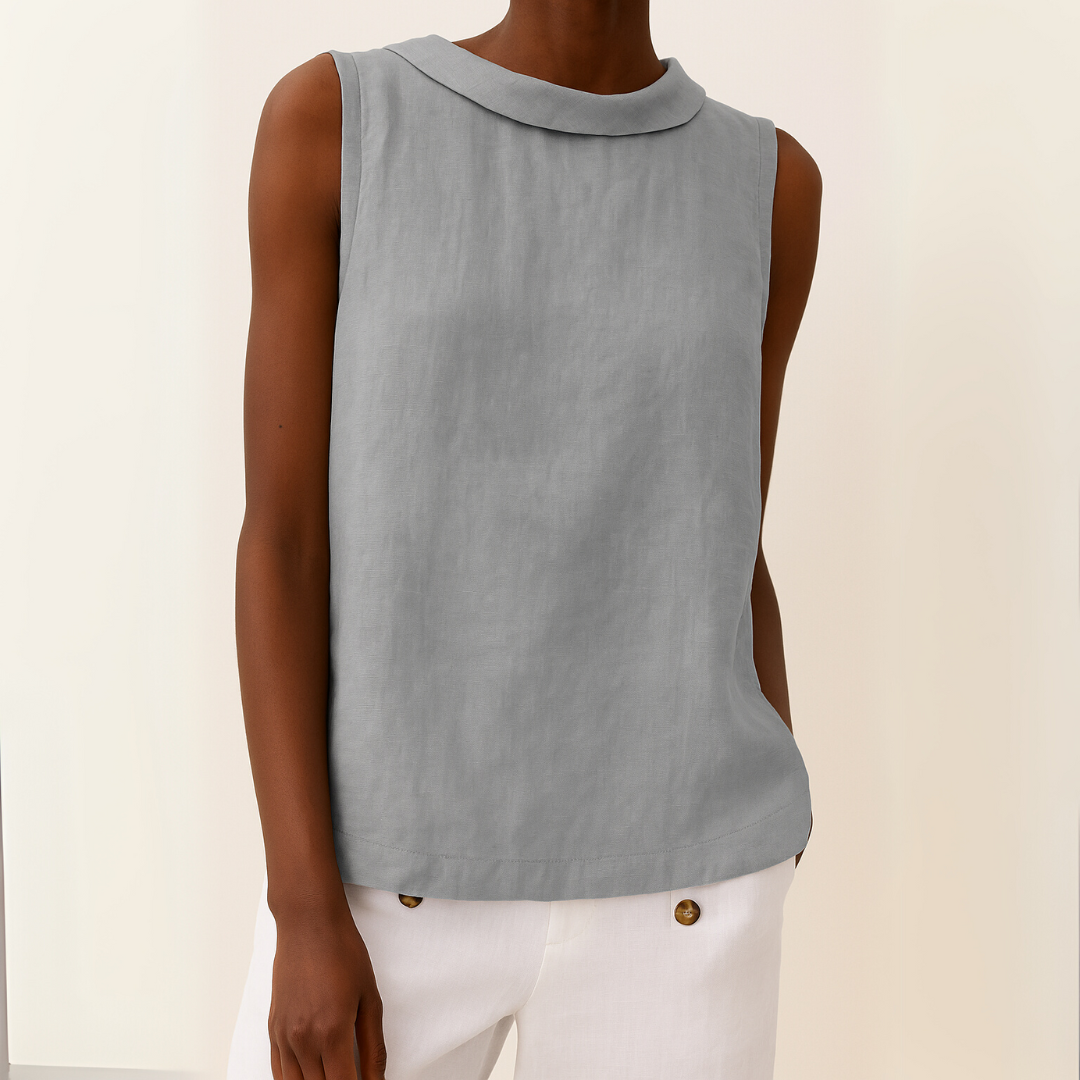 Sleeveless Roll Collar Top in Grey | Bellmere