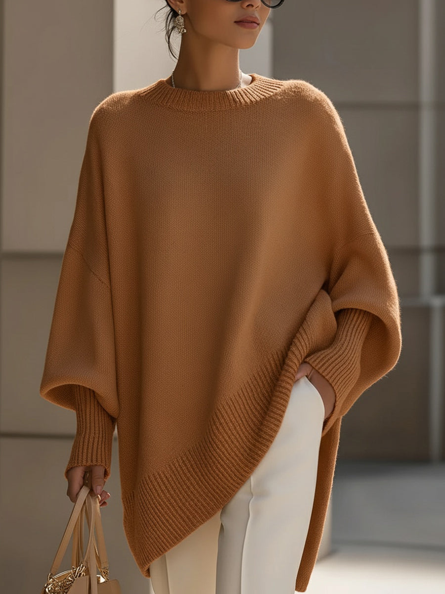 Women's Oversized Poncho in Beige - View 4 | Bellmere