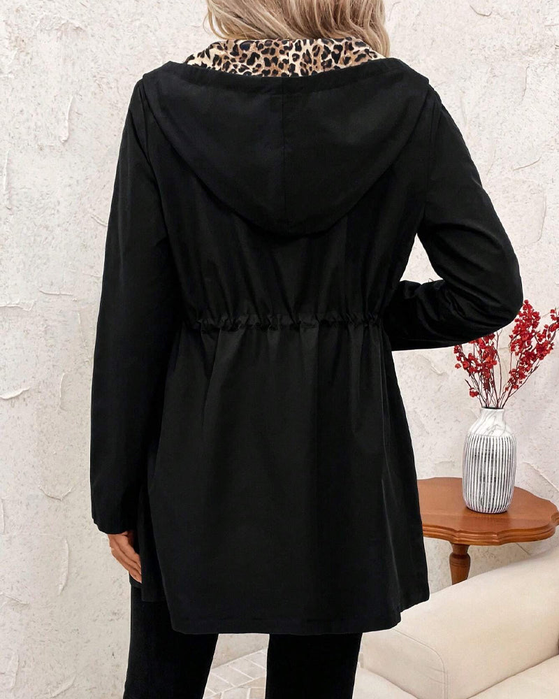 Women's Reversible Leopard Print Coat in Red - View 12 | Bellmere