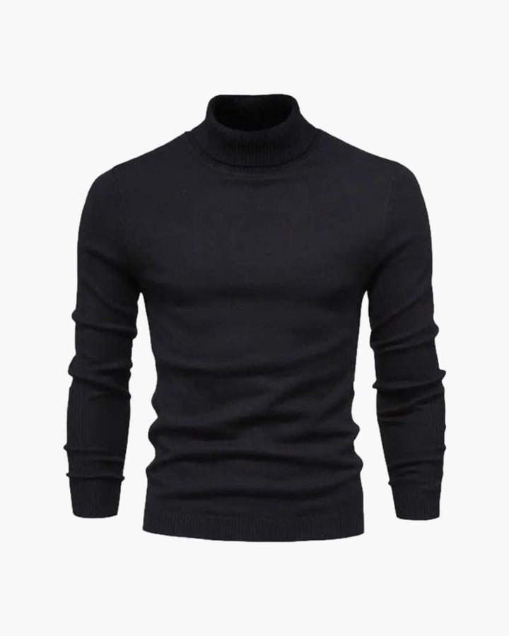 Plain knitted turtleneck sweater with long sleeves