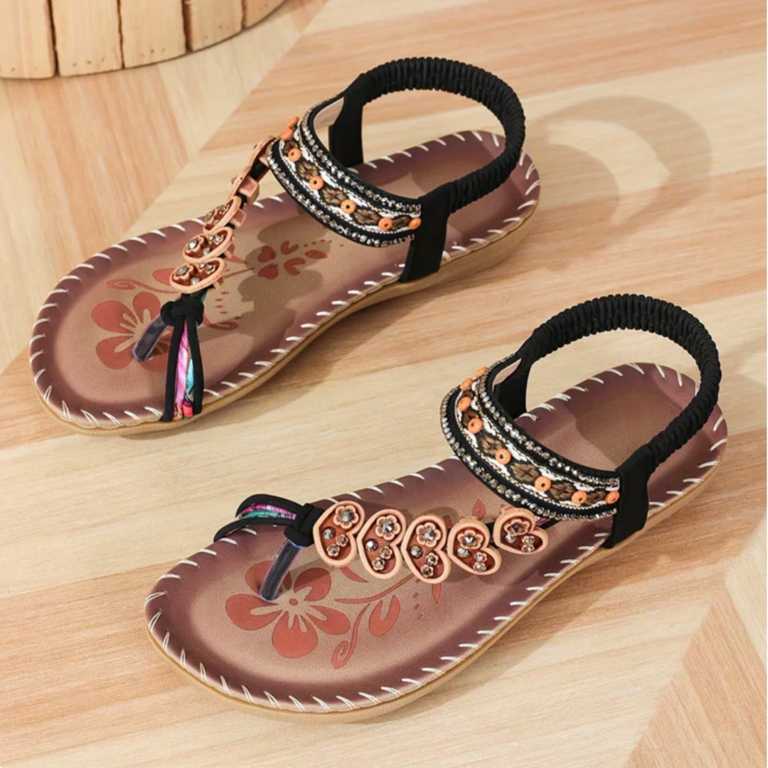 Women's Boho Beach Sandals Shoes in Brown - View 8 | Bellmere