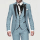 Men's three piece slim fit suit with contrast lapels and waistcoat