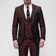 Men's three piece slim fit suit with contrast lapels and waistcoat