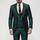 Men's three piece slim fit suit with contrast lapels and waistcoat