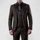 Men's three piece slim fit suit with contrast lapels and waistcoat