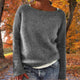Women's relaxed plain knit sweater with round neckline and long sleeves