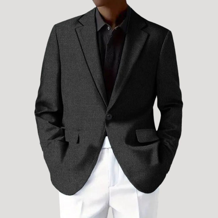 Men's structured casual blazer with notched lapels and flap pockets