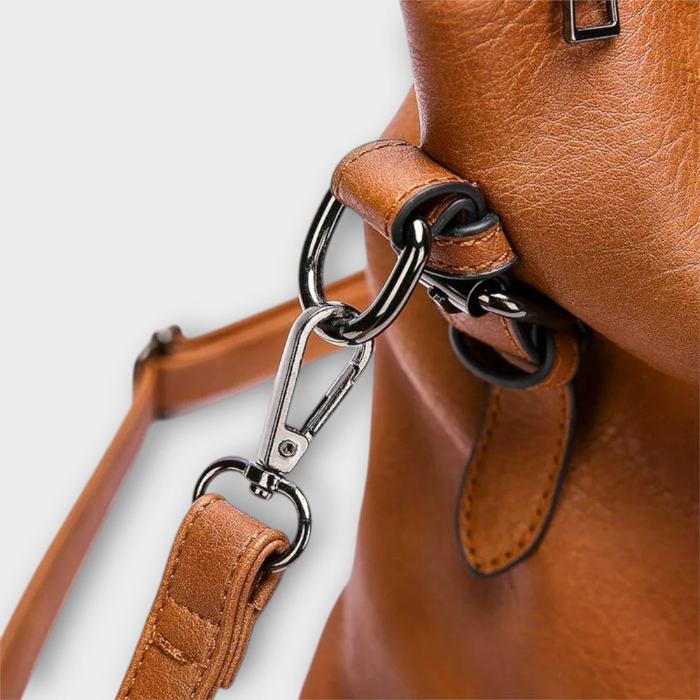 Women's Classic Handbag with Shoulder Strap in Brown - View 2 | Bellmere
