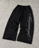 Unisex wide-leg jogger trousers with drawstring waist and script print