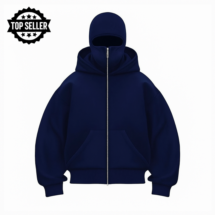 Unisex 3-in-1 tech hoodie with built-in face cover