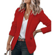 Women's open-front blazer with notched lapels and long sleeves