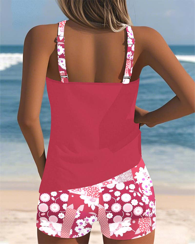 Women's Two-Piece Swimsuit with Floral Pattern in Pink - View 2 | Bellmere