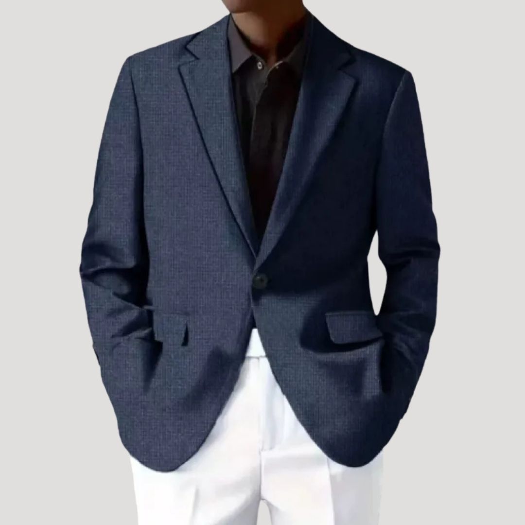 Men's structured casual blazer with notched lapels and flap pockets