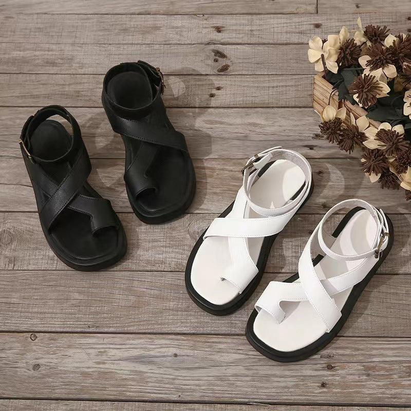 Livia | Women's Platform Sandals with Criss-Cross Straps and Ankle Buckle