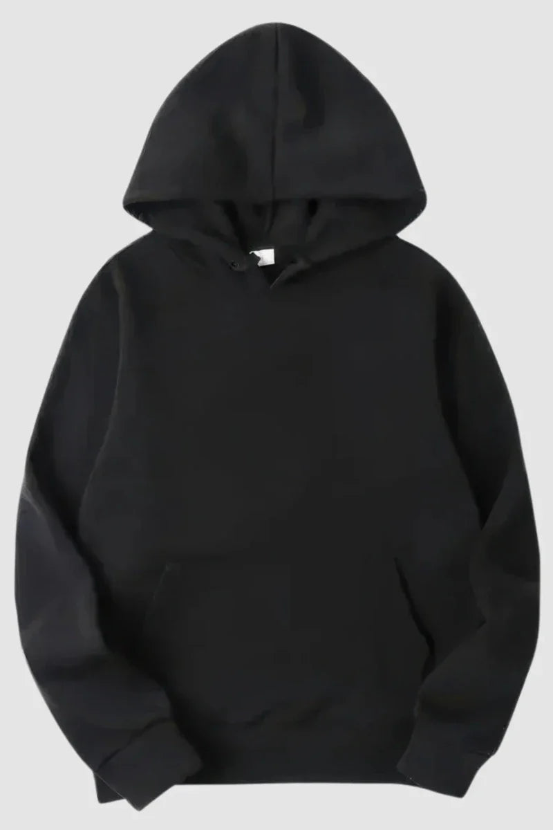 Women's long-sleeve hooded pullover sweatshirt with kangaroo pocket