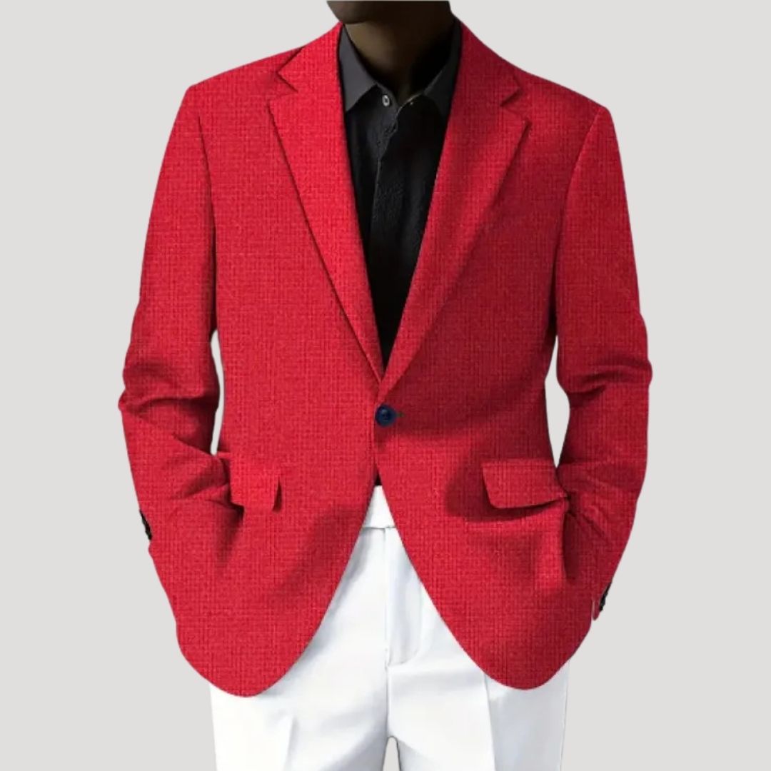 Men's structured casual blazer with notched lapels and flap pockets