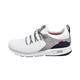 White knit sneakers with grey and navy panels